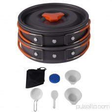 8PCS Outdoor Camping Hiking Cookware Backpacking Picnic Bowl Pot Pan Set Set Of Travel Products